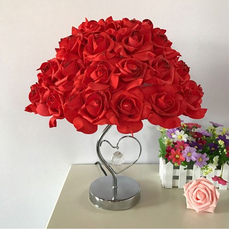 Vintage bedroom lamp wedding decor table lamp marriage roses flower beautiful gift