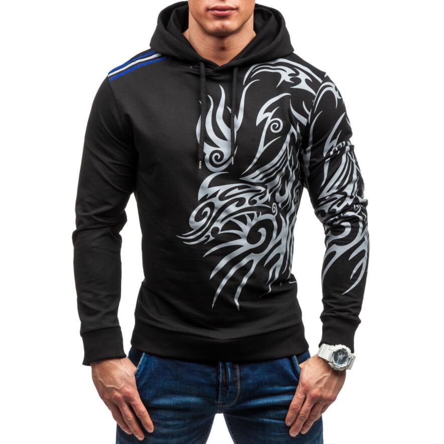 Men's hoodies sweatshirt dragon printed casual tracksuit hip hop clothing