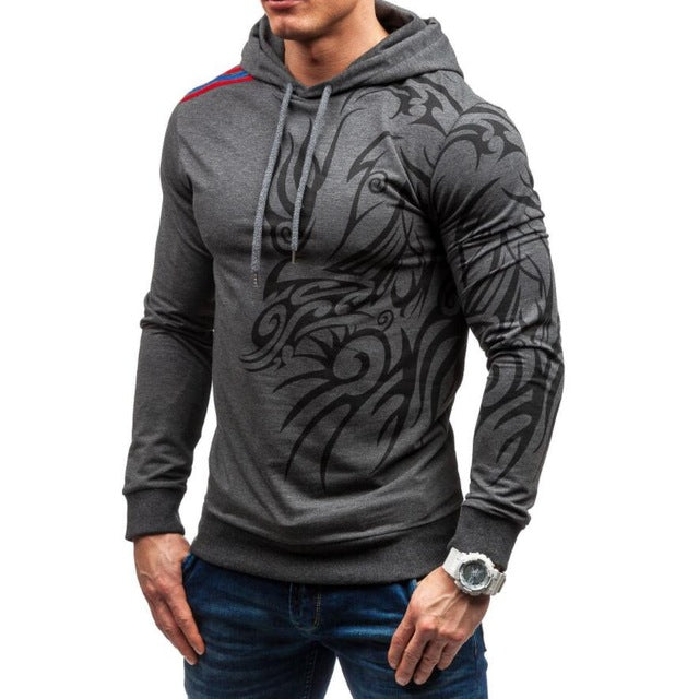Men's hoodies sweatshirt dragon printed casual tracksuit hip hop clothing