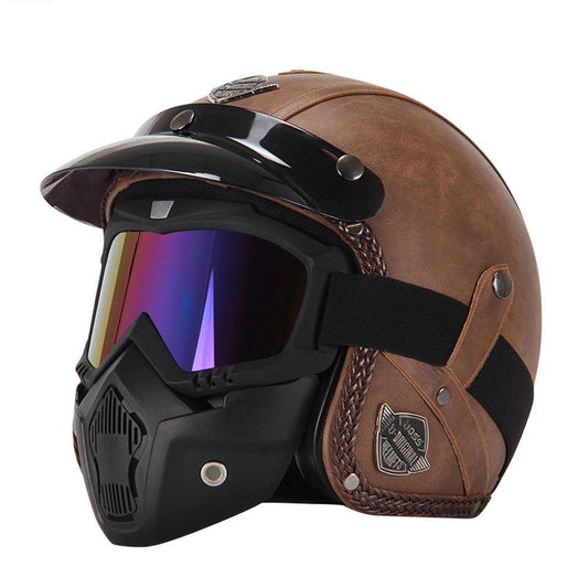 Retro motorcycle helmets with goggles vintage helmet for biker vespa scooter