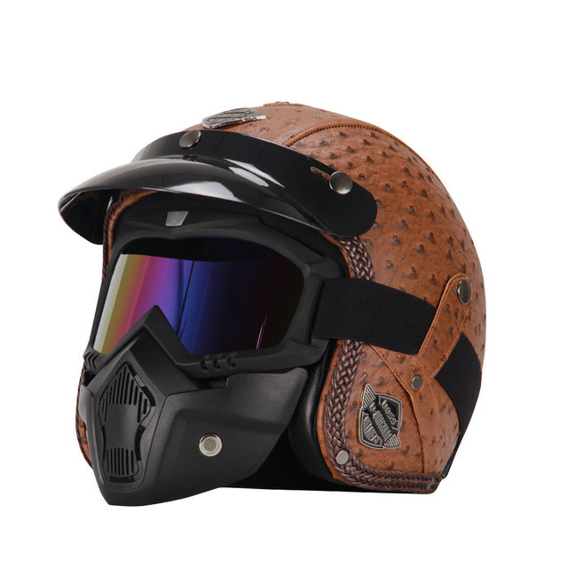 Retro motorcycle helmets with goggles vintage helmet for biker vespa scooter