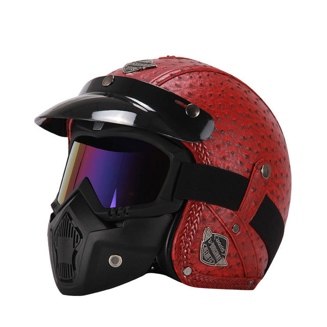 Retro motorcycle helmets with goggles vintage helmet for biker vespa scooter