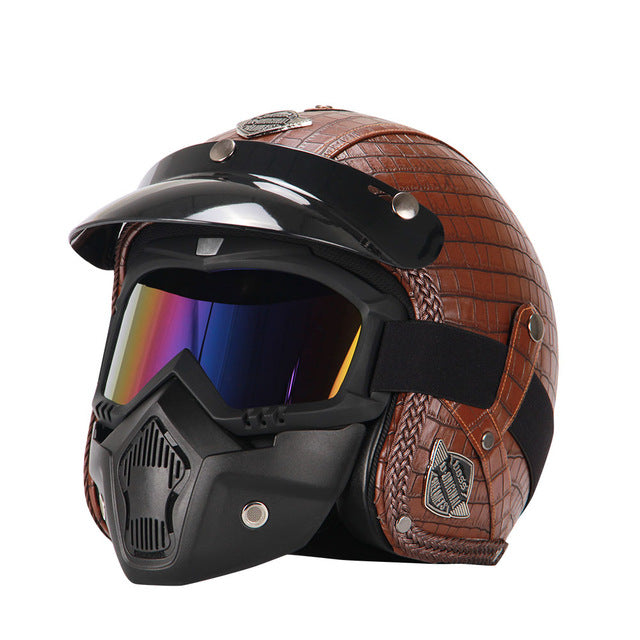 Retro motorcycle helmets with goggles vintage helmet for biker vespa scooter