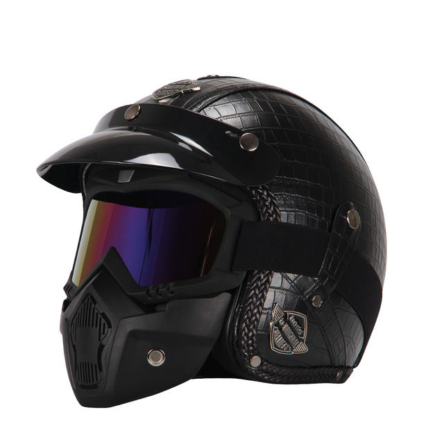 Retro motorcycle helmets with goggles vintage helmet for biker vespa scooter
