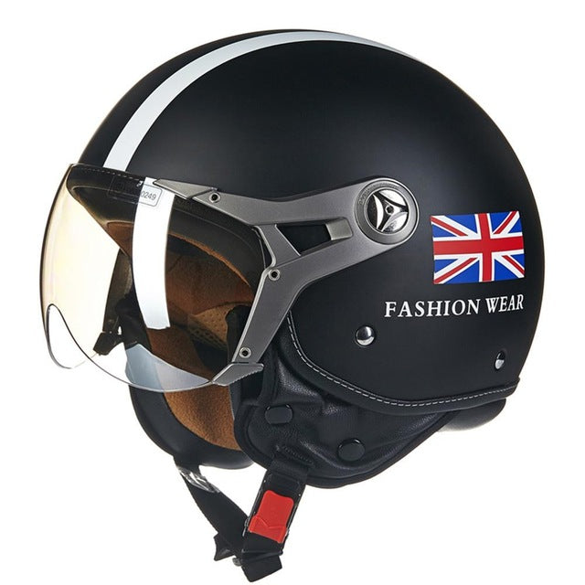 vintage helmet motorcycle open face helmets chopper scooter moon style
