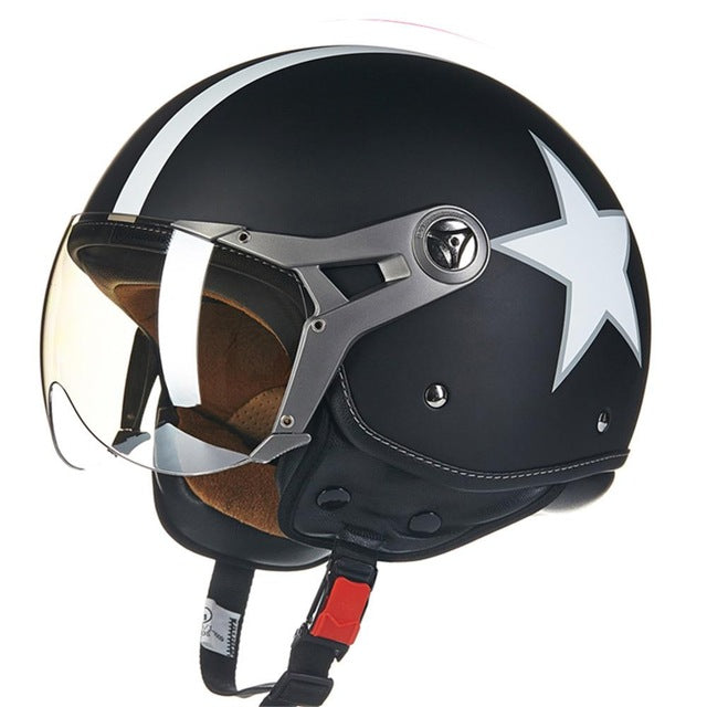 vintage helmet motorcycle open face helmets chopper scooter moon style