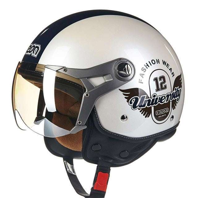 vintage helmet motorcycle open face helmets chopper scooter moon style