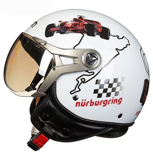 vintage helmet motorcycle open face helmets chopper scooter moon style