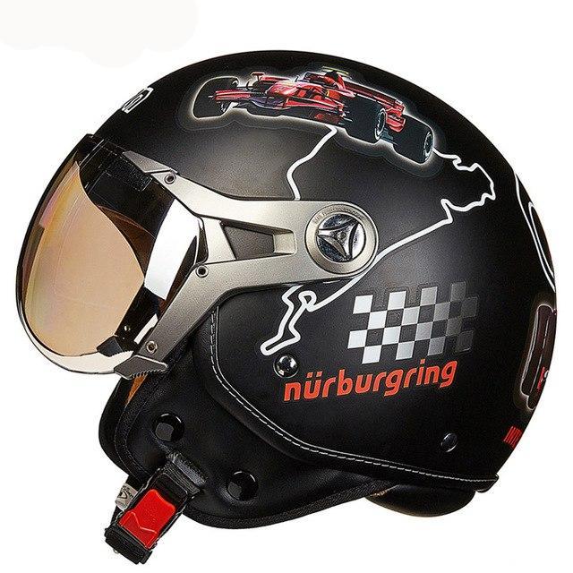 vintage helmet motorcycle open face helmets chopper scooter moon style
