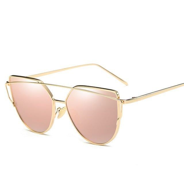 Cat eye sunglasses women flat lens
