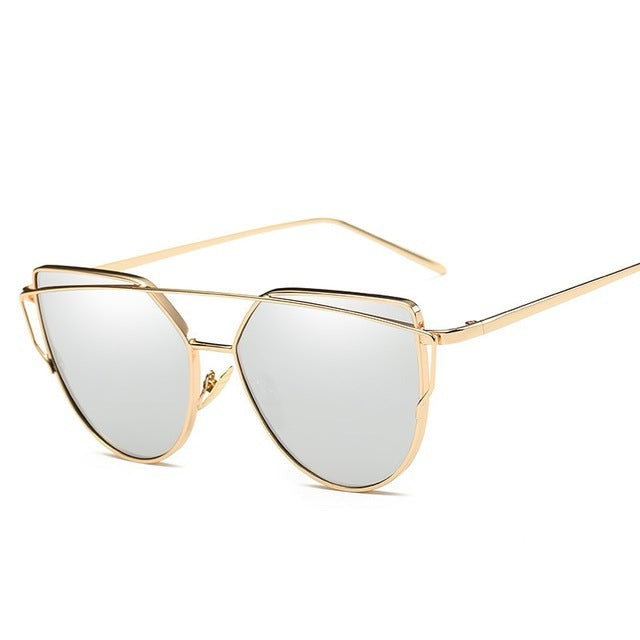 Cat eye sunglasses women flat lens