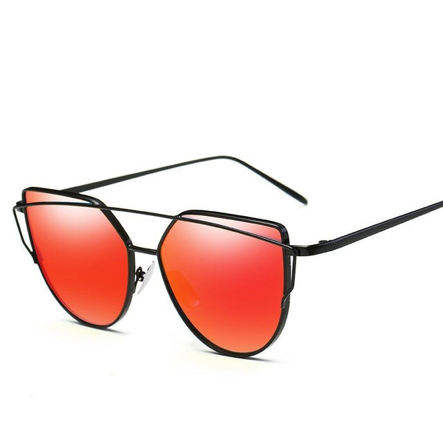 Cat eye sunglasses women flat lens