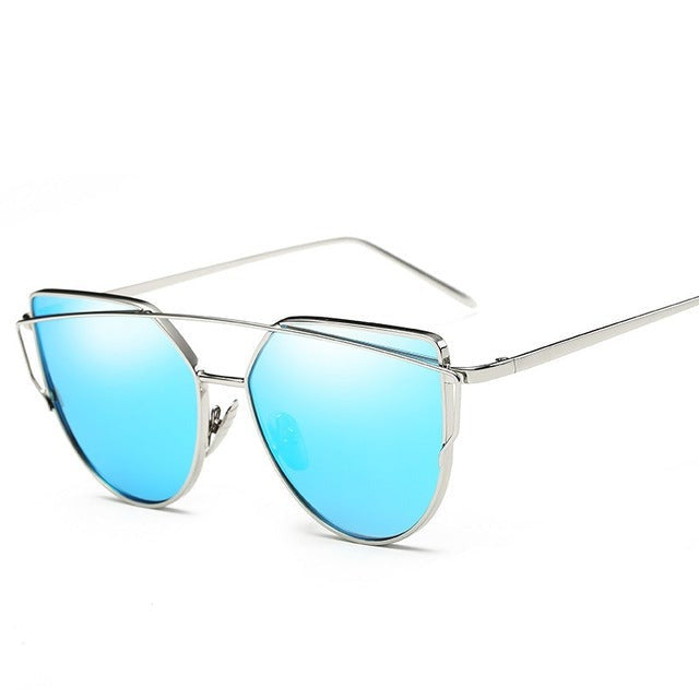 Cat eye sunglasses women flat lens