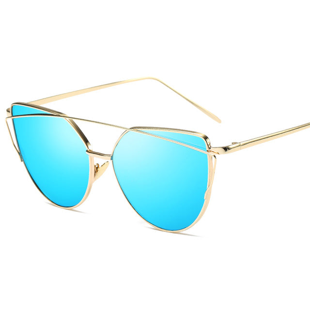 Cat eye sunglasses women flat lens