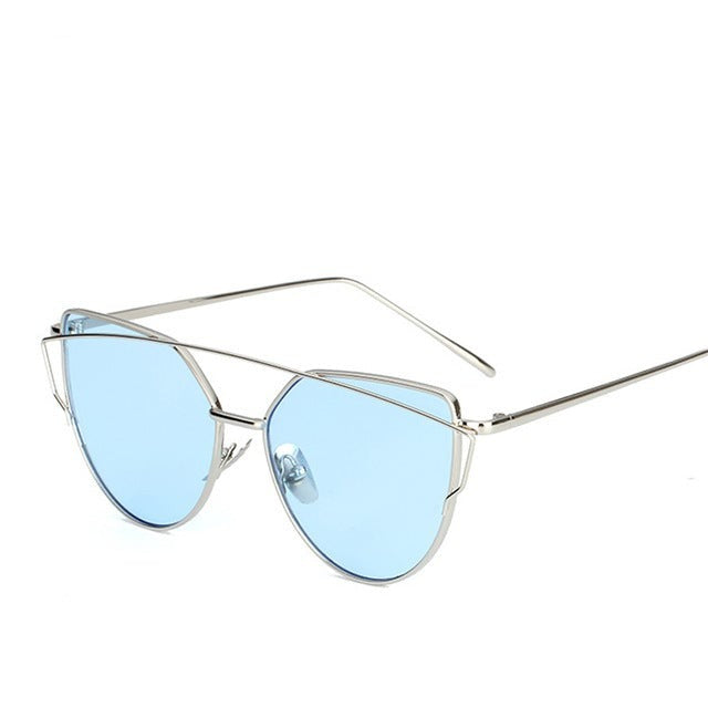 Cat eye sunglasses women flat lens