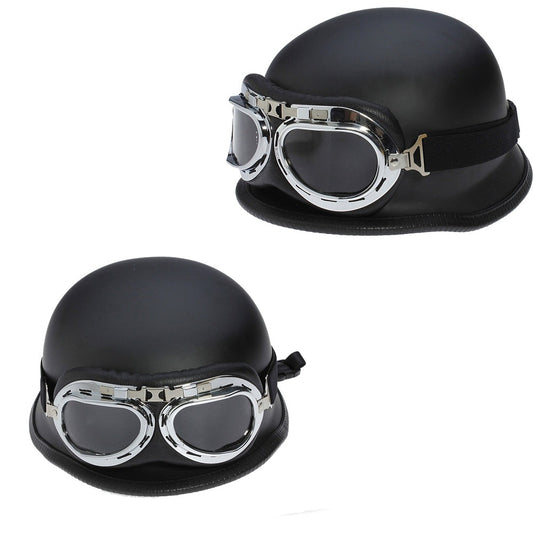 vintage half face motrocycle helmets german matte black vespa scooter biker