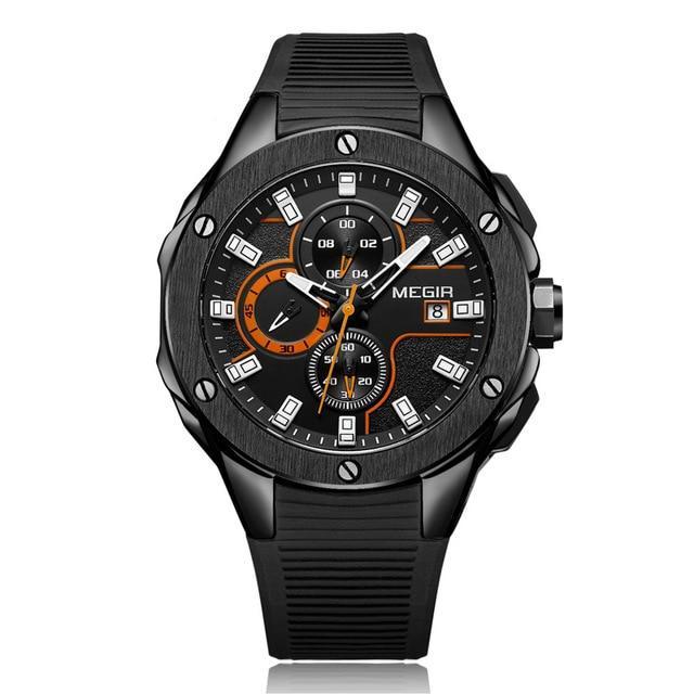 Military men sport watch big dial wristwatches chronograph silicone strap