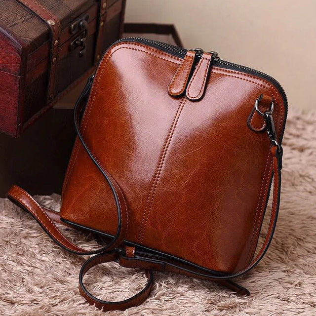 Vintage leather handbags women shoulder bags shell crossbody bag messenger bags