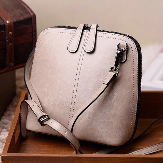 Vintage leather handbags women shoulder bags shell crossbody bag messenger bags
