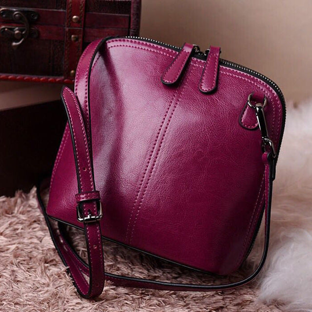 Vintage leather handbags women shoulder bags shell crossbody bag messenger bags