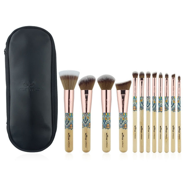 makeup brush vintage bamboo soft eyeshado eyebrow brushes powder contour 12pcs
