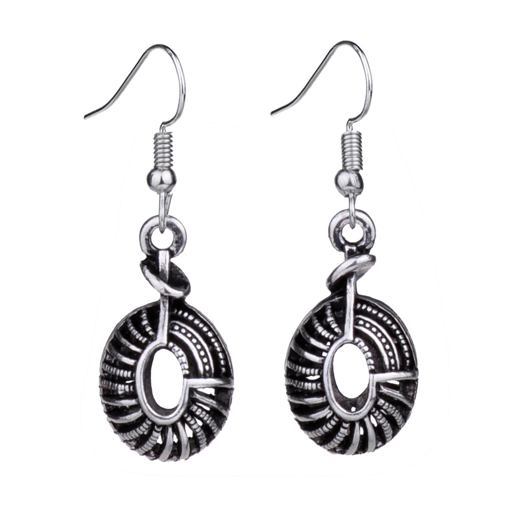 vintage earrings unique Tibetan silver conch design for women
