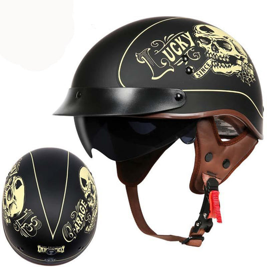 Vintage motorcycle helmet half face helmets biker scooter skull painting helmet