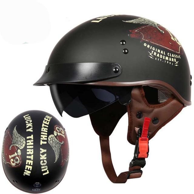 Vintage motorcycle helmet half face helmets biker scooter skull painting helmet