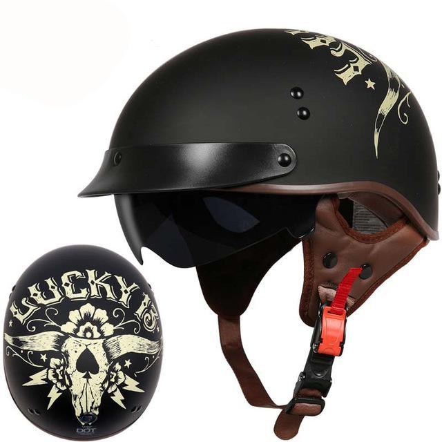 Vintage motorcycle helmet half face helmets biker scooter skull painting helmet