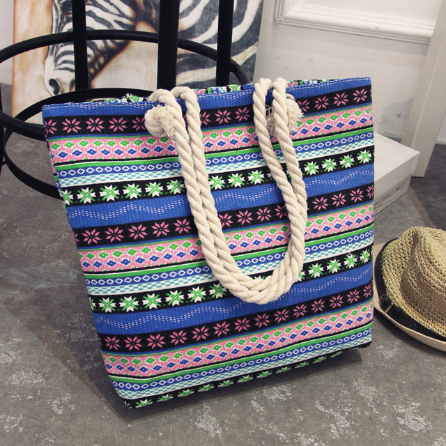 Bohemian canvas bag beach bags casual shopping travel outdoor