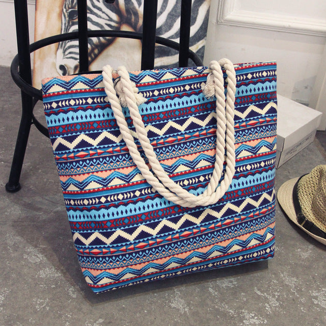 Bohemian canvas bag beach bags casual shopping travel outdoor