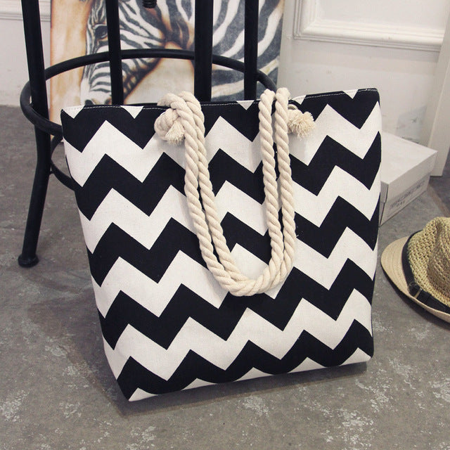 Bohemian canvas bag beach bags casual shopping travel outdoor