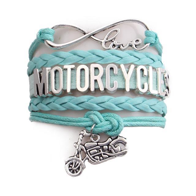 Motorcycles leather bracelet sport love motorbike charm bangles for women