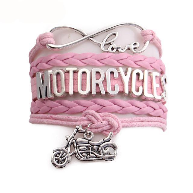 Motorcycles leather bracelet sport love motorbike charm bangles for women