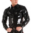 Black Latex Blouse Jacket Rubber Men Suit Costume
