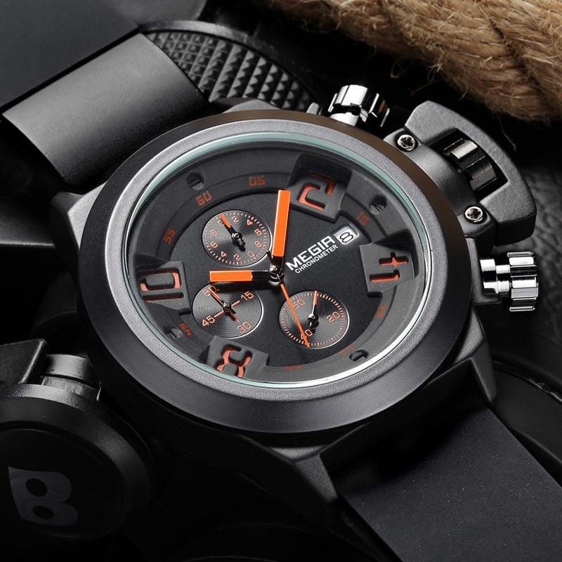 Men's wristwatch military sport quartz watch classical style silicone band