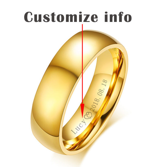 Ring wedding gold women stainless steel engagement anniversary gift