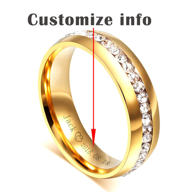 Ring wedding gold women stainless steel engagement anniversary gift