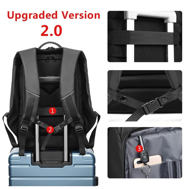 17 inch Laptop Backpack for Men USB Charging Port Water Repellent Functional Rucksack Bag