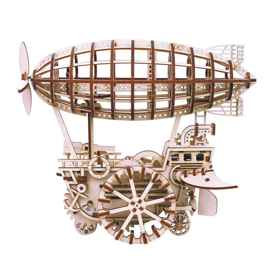 Vintage airship figurine DIY wooden clockwork home decor gift toy