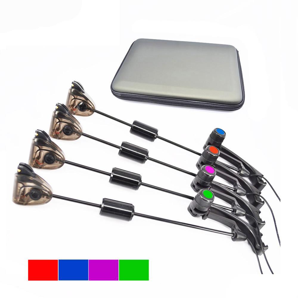 Carp Fishing Swingers Set Case Illuminated drop off Indicators Led 4pcs fishing equipment