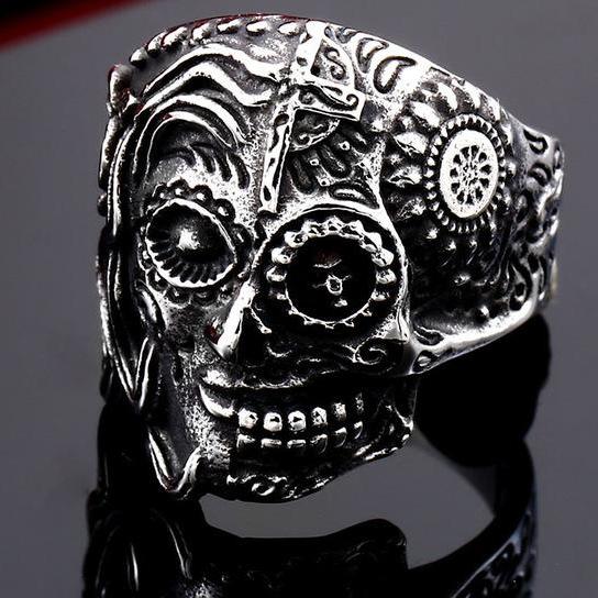 Punk skull rings vintage jewelry for men biker gifts party