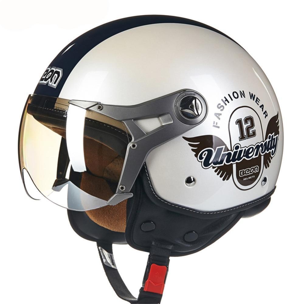 vintage helmet motorcycle open face helmets chopper scooter moon style