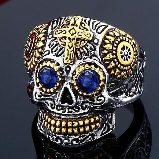 Punk skull rings vintage jewelry for men biker gifts party