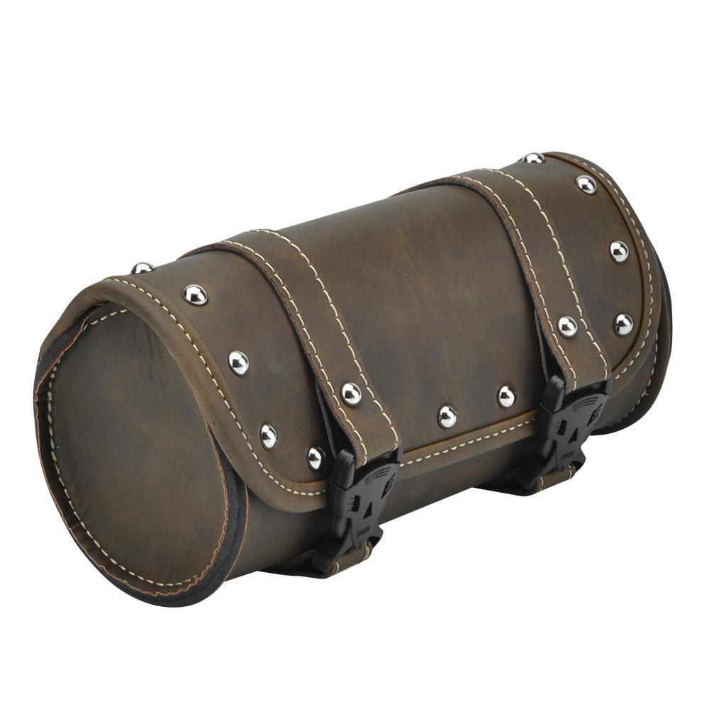 Vintage motorcycle saddle bags leather brown black motorbike tail bag