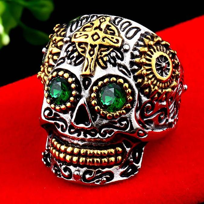 Punk skull rings vintage jewelry for men biker gifts party