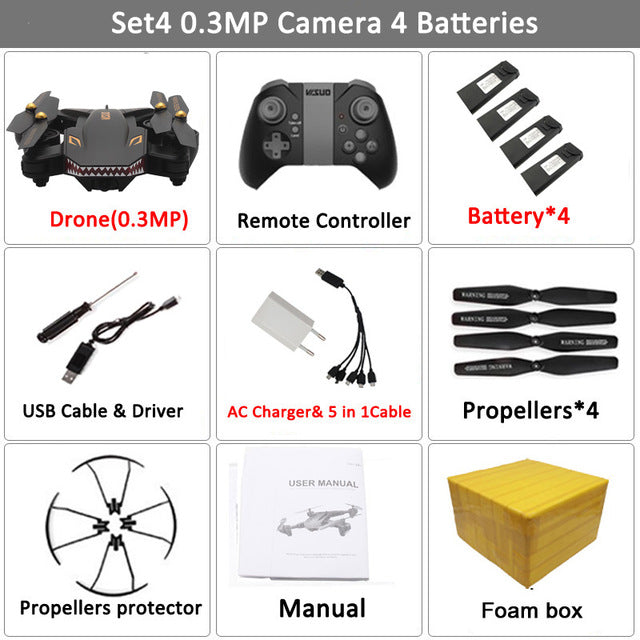 Selfie Drone Camera Helicopter wifi FPV XS809HW Upgraded RC Quadcopter