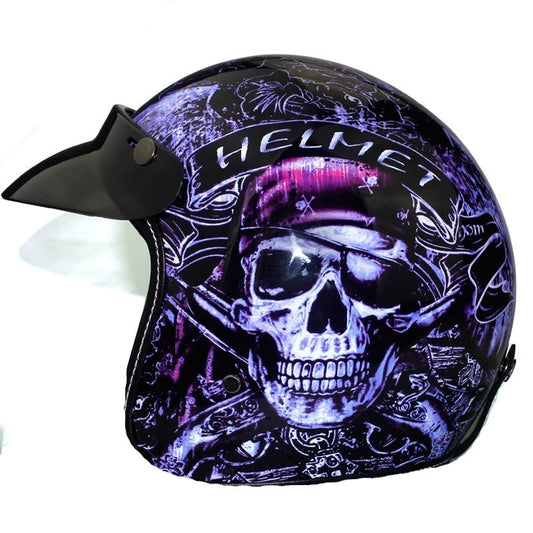 Vintage scooter helmet motorcycle open face skull chopper biker vespa helmets