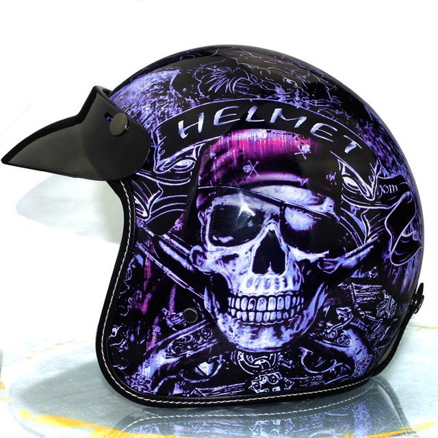 Vintage scooter helmet motorcycle open face skull chopper biker vespa helmets