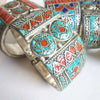 Vintage bracelet antique jewelry cuff bangles Nepal stone coral Tibet dancing